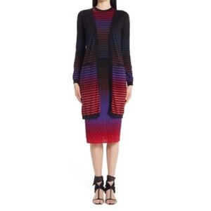 Missoni Gradient Stripe Belted Wool Long Cardigan Italy XS/S